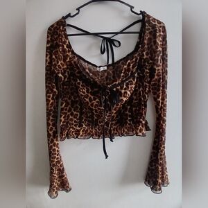 Timing Animal Print Sheer Blouse
